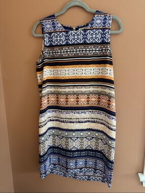 Striped Mosaic Sleeveless Mini Dress - Lightweight